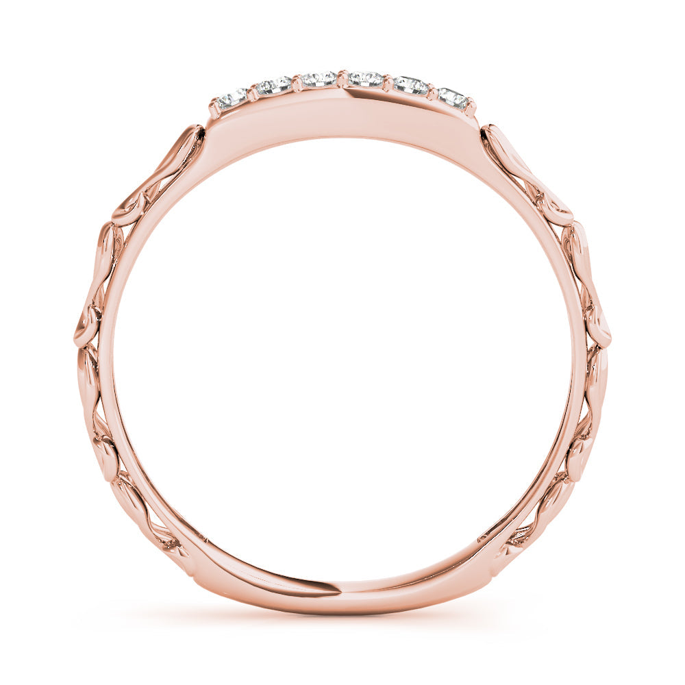 Vintage-Inspired Shared Prong Wedding Half Eternity Ring in Gold & Platinum