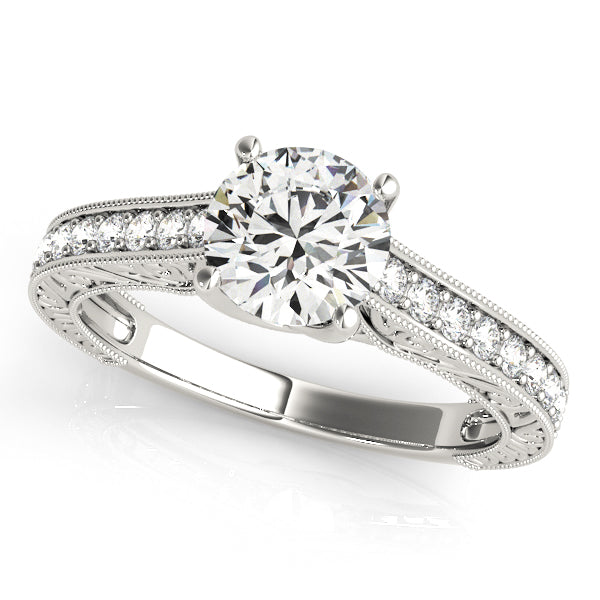 Majestic Trellis Round Diamond Engagement Ring in 10K/14K gold and platinum with certified lab-grown or natural diamonds