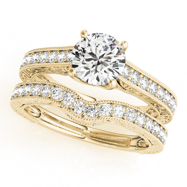 Majestic Trellis Round Diamond Engagement Ring in 10K/14K gold and platinum with certified lab-grown or natural diamonds
