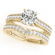 Majestic Trellis Round Diamond Engagement Ring in 10K/14K gold and platinum with certified lab-grown or natural diamonds