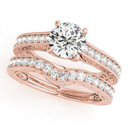 Majestic Trellis Round Diamond Engagement Ring in 10K/14K gold and platinum with certified lab-grown or natural diamonds