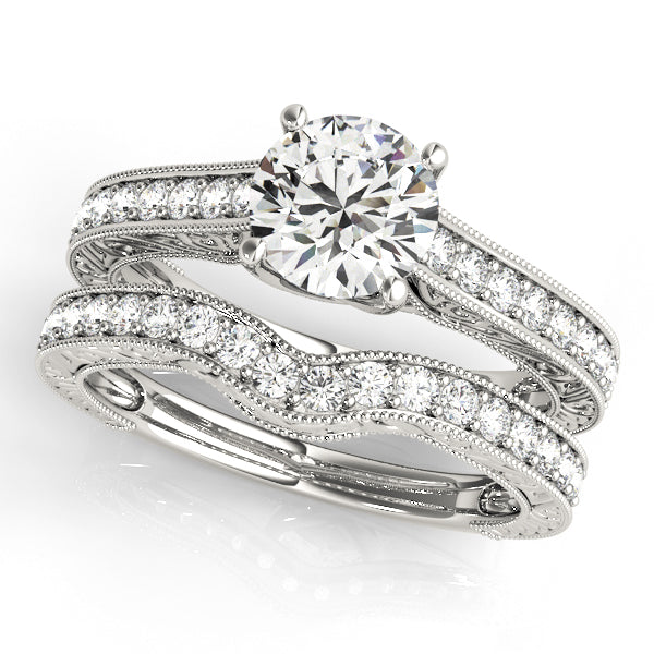 Majestic Trellis Round Diamond Engagement Ring in 10K/14K gold and platinum with certified lab-grown or natural diamonds