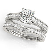 Majestic Trellis Round Diamond Engagement Ring in 10K/14K gold and platinum with certified lab-grown or natural diamonds