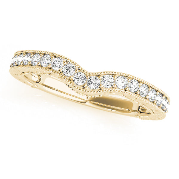 Milgrained Curved Half Eternity Ring in 10K/14K gold and platinum with certified lab-grown or natural diamonds