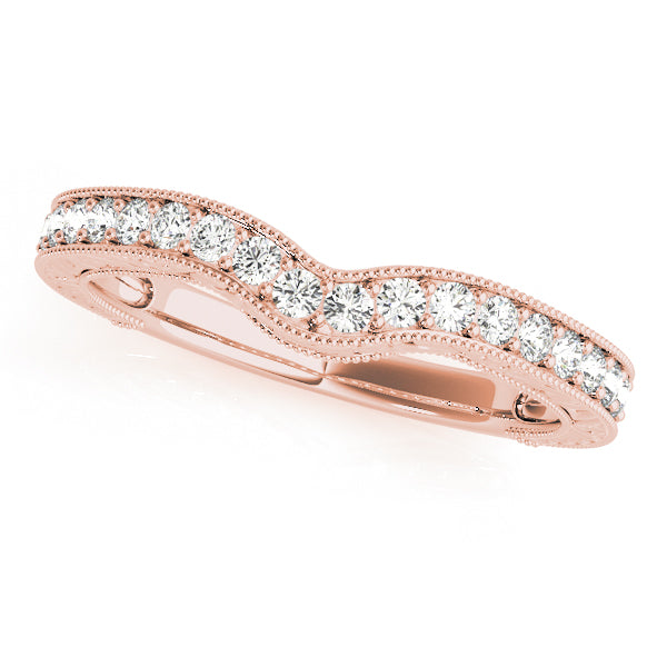 Milgrained Curved Half Eternity Ring in Gold & Platinum