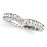 Milgrained Curved Half Eternity Ring in Gold & Platinum