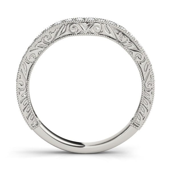 Milgrained Curved Half Eternity Ring in Gold & Platinum
