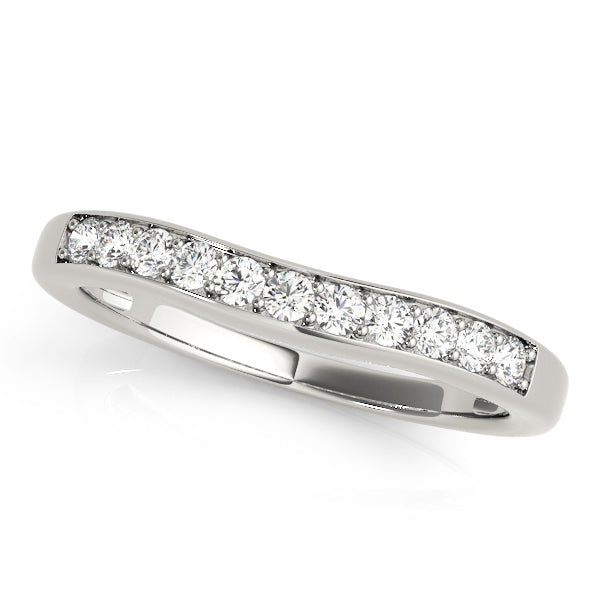Prong Set Curved Half Eternity Ring in Gold & Platinum