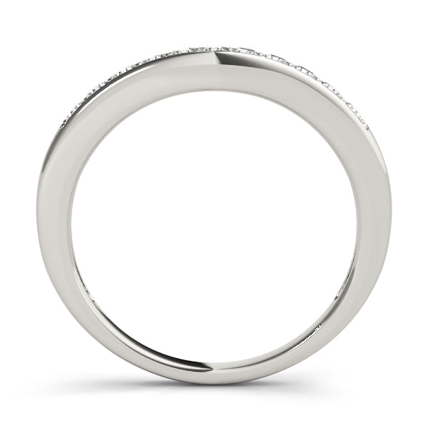 Prong Set Curved Half Eternity Ring in Gold & Platinum