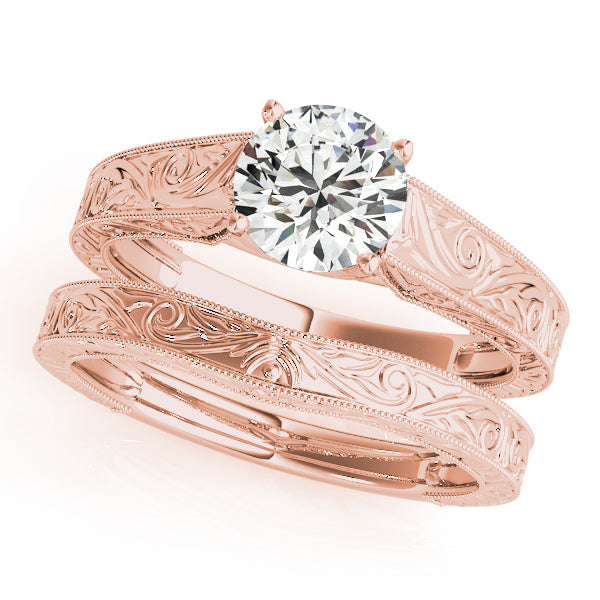 Couture Trellis Round Diamond Engagement Ring in 10K/14K gold and platinum with certified lab-grown or natural diamonds