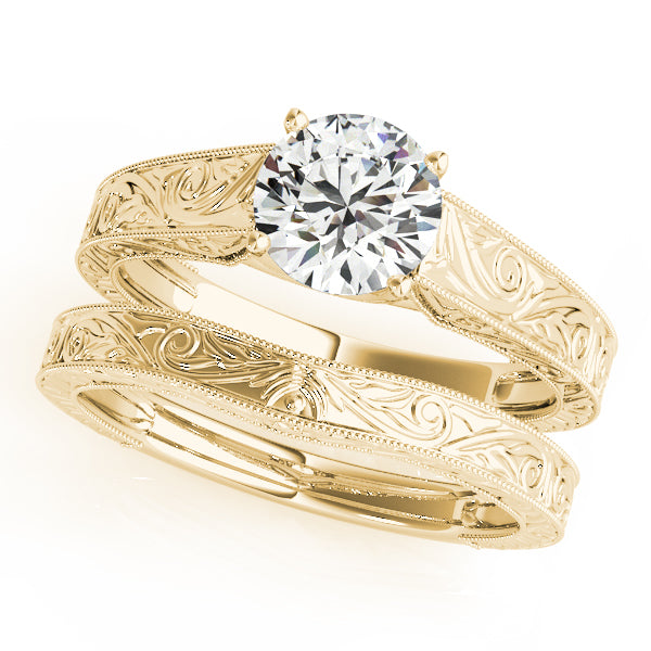 Couture Trellis Round Diamond Engagement Ring in 10K/14K gold and platinum with certified lab-grown or natural diamonds