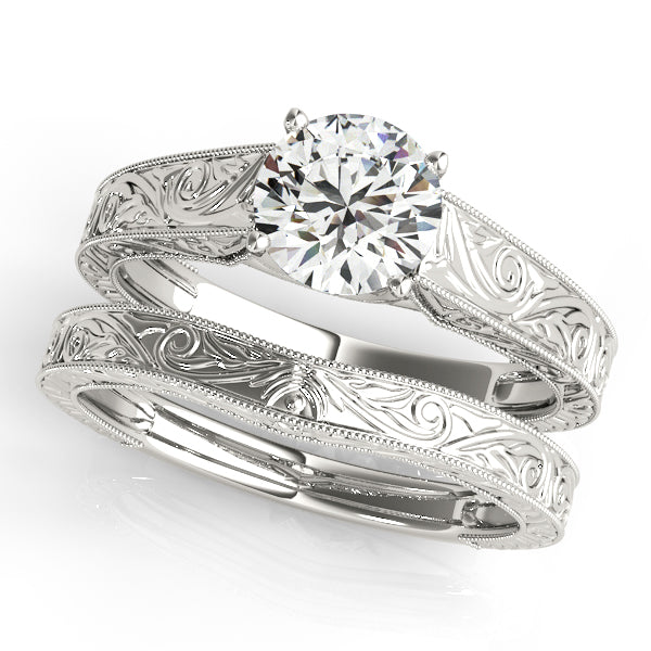 Couture Trellis Round Diamond Engagement Ring in 10K/14K gold and platinum with certified lab-grown or natural diamonds