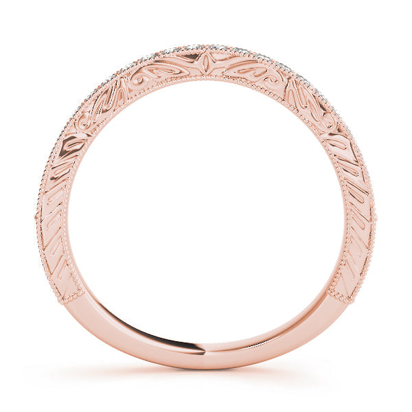 Antique Milgrain Curved Half Eternity Ring in Gold & Platinum