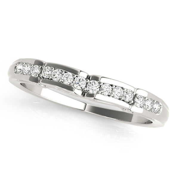 Curved Bands Half Eternity Ring in Gold & Platinum