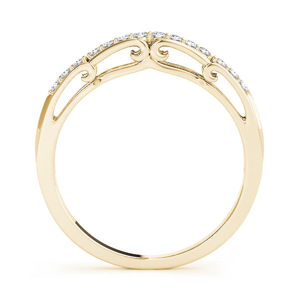 Curved Bands Half Eternity Ring in Gold & Platinum