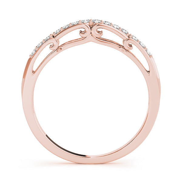 Curved Bands Half Eternity Ring in Gold & Platinum