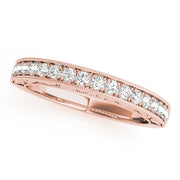 Milgrain Prong Set Wedding Half Eternity Ring in Gold & Platinum