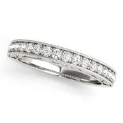 Milgrain Prong Set Wedding Half Eternity Ring in Gold & Platinum