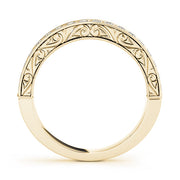 Milgrain Prong Set Wedding Half Eternity Ring in Gold & Platinum