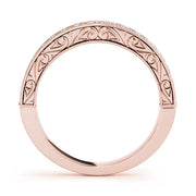 Milgrain Prong Set Wedding Half Eternity Ring in Gold & Platinum