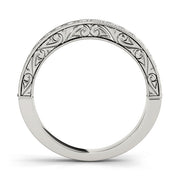 Milgrain Prong Set Wedding Half Eternity Ring in Gold & Platinum