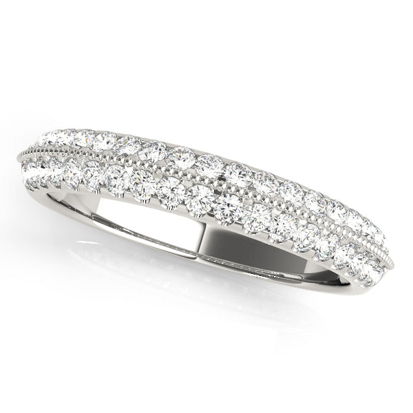 Prong Set Half Eternity Ring in Gold & Platinum