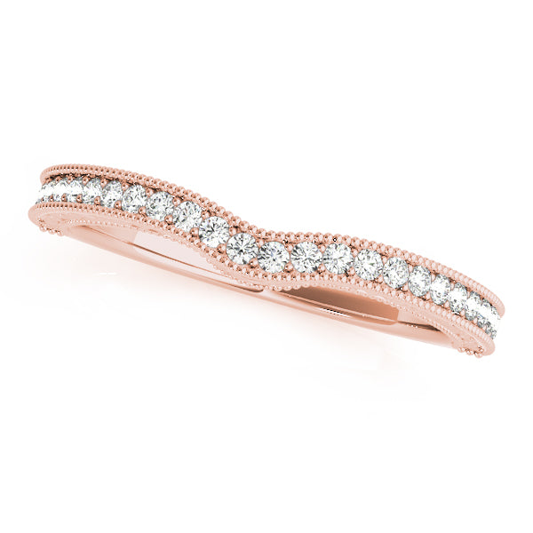 Vintage Inspired Milgrained Curved Engagement Half Eternity Ring