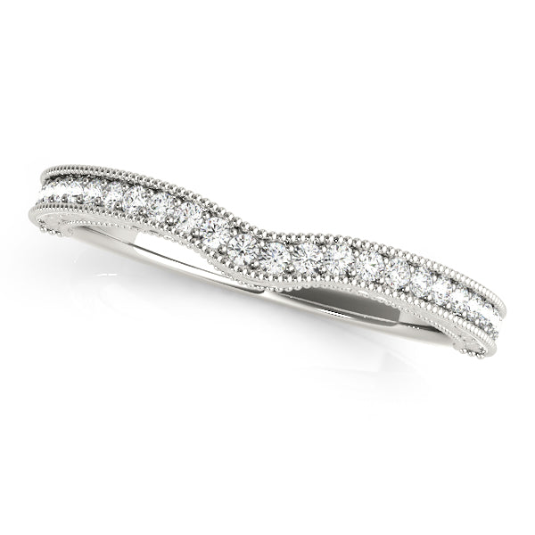 Vintage Inspired Milgrained Curved Engagement Half Eternity Ring