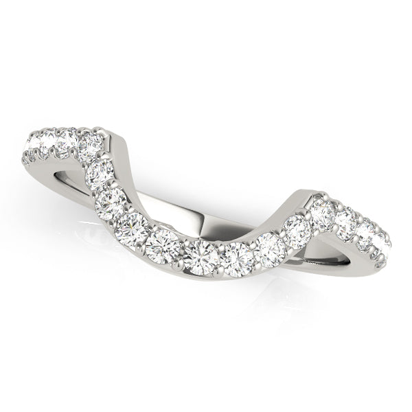 Shared Prong Curved Half Eternity Ring in Gold & Platinum