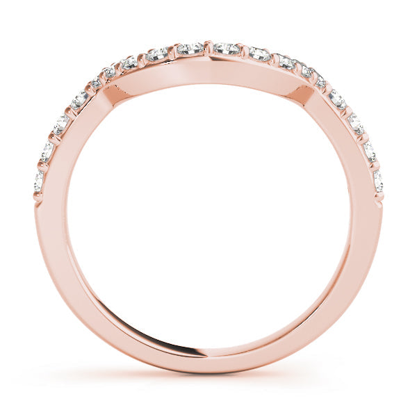 Shared Prong Curved Half Eternity Ring in Gold & Platinum