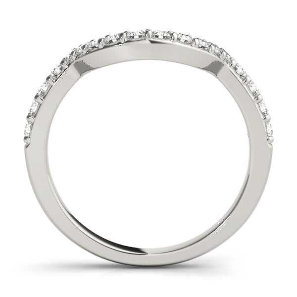Shared Prong Curved Half Eternity Ring in Gold & Platinum