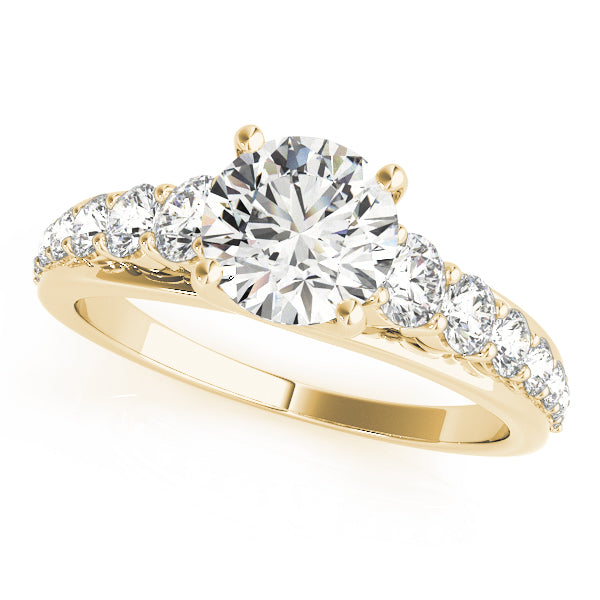 Pristine Trellis Round Diamond Engagement Ring in 10K/14K gold and platinum with certified lab-grown or natural diamonds