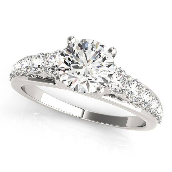 Pristine Trellis Round Diamond Engagement Ring in 10K/14K gold and platinum with certified lab-grown or natural diamonds