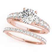 Pristine Trellis Round Diamond Engagement Ring in 10K/14K gold and platinum with certified lab-grown or natural diamonds