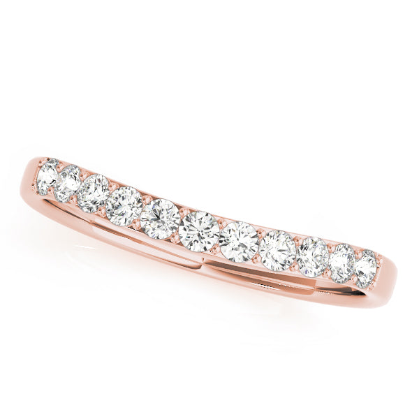 Single Row Prong Curved Half Eternity Ring in Gold & Platinum