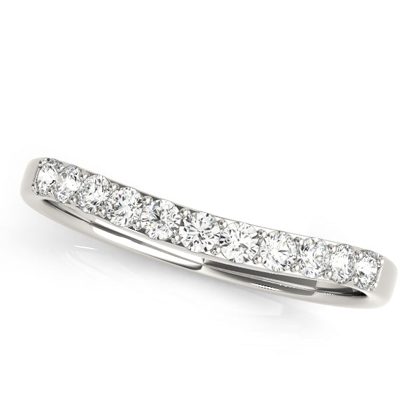 Single Row Prong Curved Half Eternity Ring in Gold & Platinum
