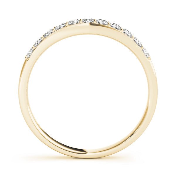 Single Row Prong Curved Half Eternity Ring in Gold & Platinum