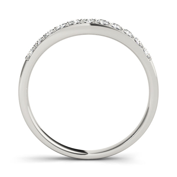 Single Row Prong Curved Half Eternity Ring in Gold & Platinum