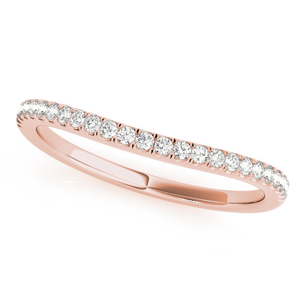 Curved Split Prong Wedding Set Half Eternity Ring in Gold & Platinum
