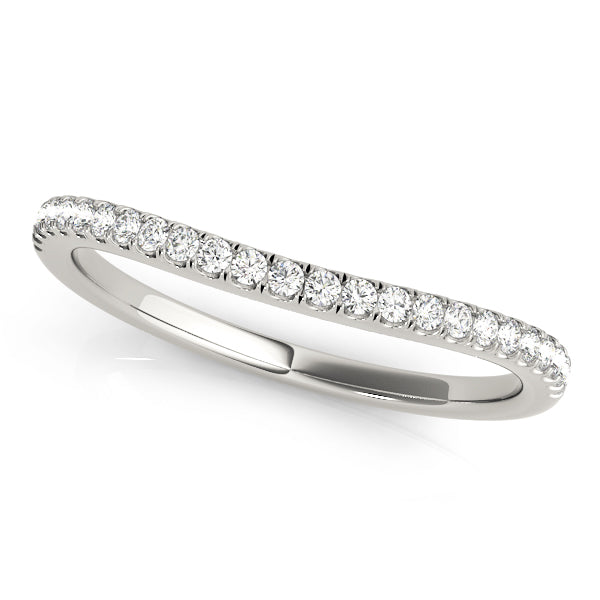 Curved Split Prong Wedding Set Half Eternity Ring in Gold & Platinum