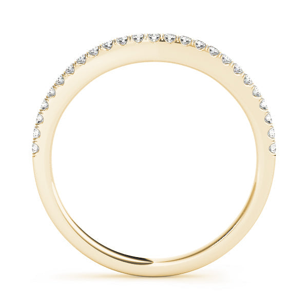 Curved Split Prong Wedding Set Half Eternity Ring in Gold & Platinum