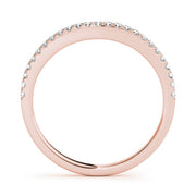 Curved Split Prong Wedding Set Half Eternity Ring in Gold & Platinum
