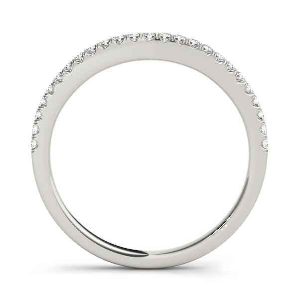 Curved Split Prong Wedding Set Half Eternity Ring in Gold & Platinum