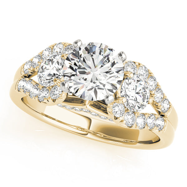 Couture 2 Stone Plus Split Shank Remount Round Diamond Engagement Ring in 10K/14K gold and platinum with certified lab-grown or natural diamonds