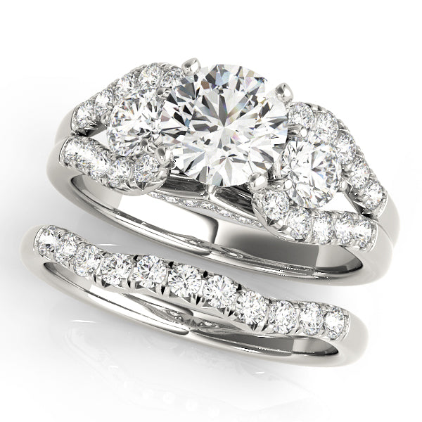 Couture 2 Stone Plus Split Shank Remount Round Diamond Engagement Ring in 10K/14K gold and platinum with certified lab-grown or natural diamonds