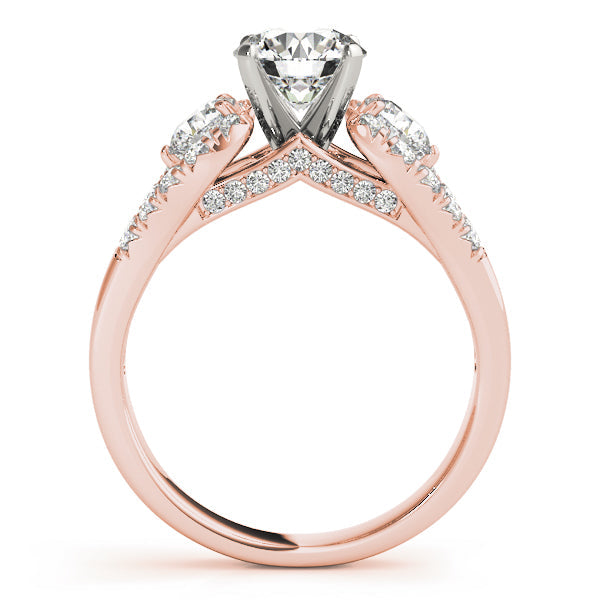 Couture 2 Stone Plus Split Shank Remount Round Diamond Engagement Ring in 10K/14K gold and platinum with certified lab-grown or natural diamonds