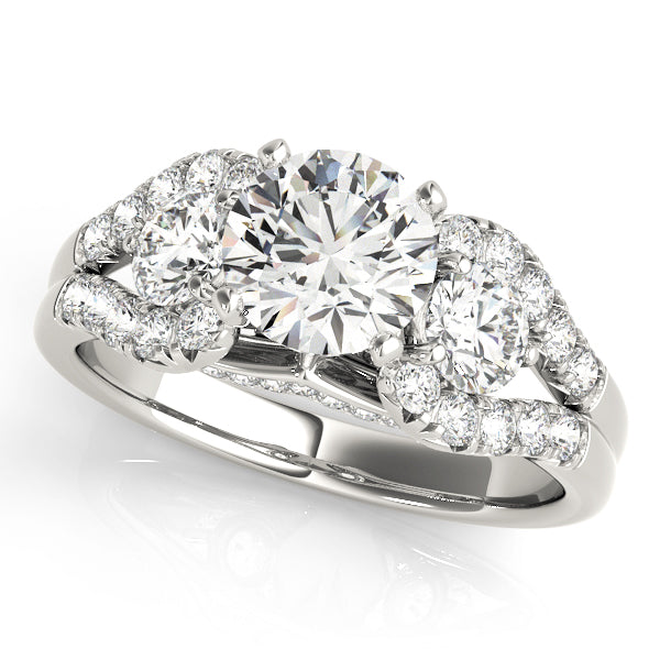 Couture 2 Stone Plus Split Shank Remount Round Diamond Engagement Ring in 10K/14K gold and platinum with certified lab-grown or natural diamonds