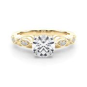 Refined Antique Round Diamond Engagement Ring in 10K/14K gold and platinum with certified lab-grown or natural diamonds