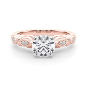 Refined Antique Round Diamond Engagement Ring in 10K/14K gold and platinum with certified lab-grown or natural diamonds