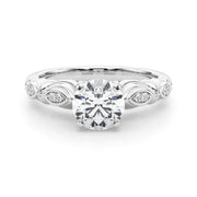Refined Antique Round Diamond Engagement Ring in 10K/14K gold and platinum with certified lab-grown or natural diamonds